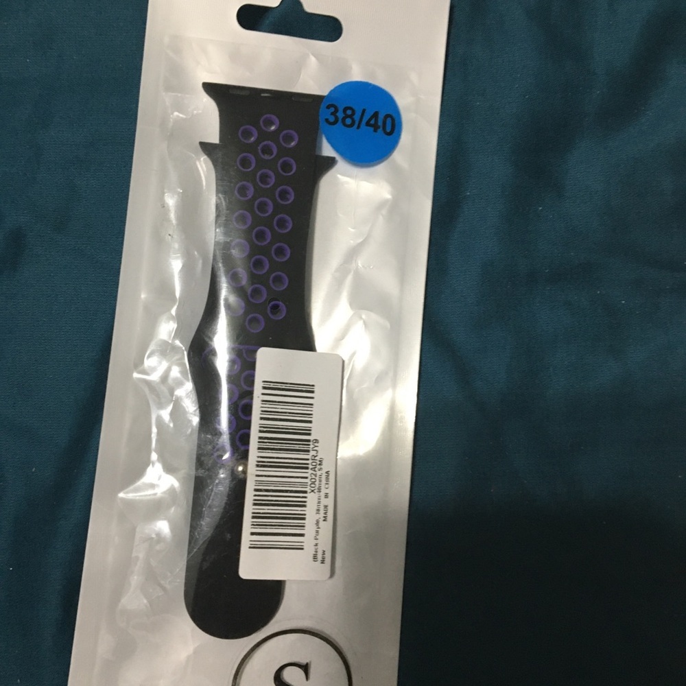 black and purple Apple Watch band
